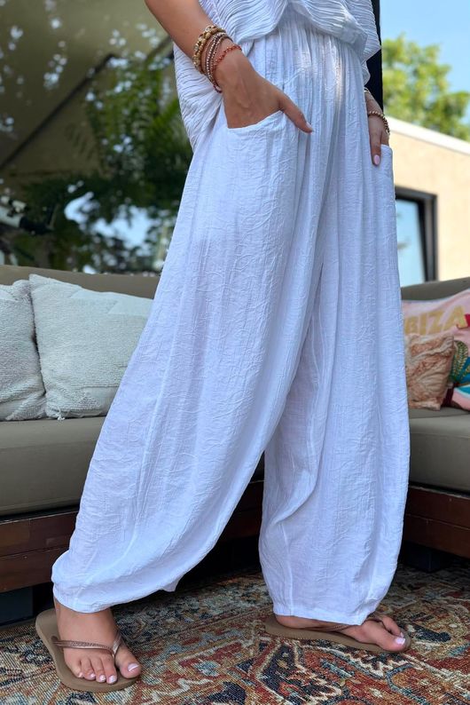 Tasha Damask Bloom Pant White